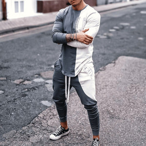 Fashion Gray And White Men'S Two-Piece Suit