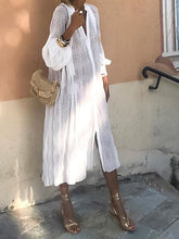 Load image into Gallery viewer, Deep V-neck Lantern Sleeve Polka Dot Loose Casual Dress
