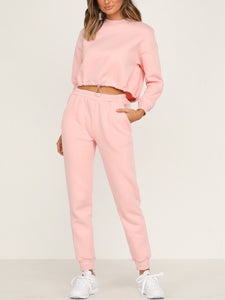 Round Neck Long Sleeve Sweatshirt Suit