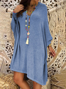 Solid Color Loose Long Sleeve Dress
