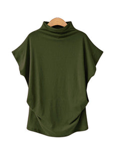 Casual Loose Turtleneck Short Sleeve T-Shirt Top