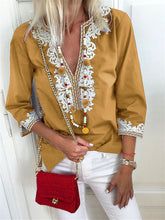 Load image into Gallery viewer, Vintage Bohemian Loose V Neck Top
