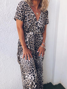 Retro Elegant Casual Loose Leopard Dress