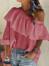 Load image into Gallery viewer, Solid Color Casual Ruffle Top
