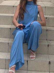Elegant Sleeveless Pure Color Women's Suit