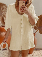 Load image into Gallery viewer, V-neck Short Sleeve Solid Color Jumpsuit
