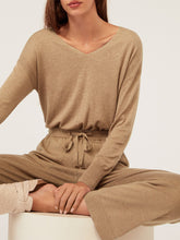Load image into Gallery viewer, Pure Color V-Neck Long Sleeve Top Casual Trousers Two Piece Set
