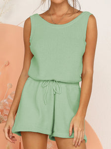 Simple Casual Loose Round Neck Shirt Shorts Knitted Suit