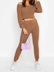 Solid Color Loose Long Sleeve Suit