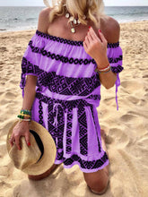 Load image into Gallery viewer, Bohemian Geometric Print Strapless Vintage Dress
