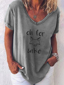 V-neck Graphic Print Paneled Short Sleeves Casual T-shirt