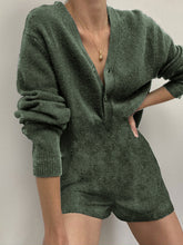 Load image into Gallery viewer, Casual Solid Color V-neck Long-sleeved Jumpsuit
