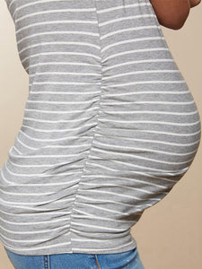Casual V-neck Stripe Printed Maternity Top