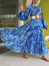 Load image into Gallery viewer, Print Chiffon Lantern Sleeves Dress
