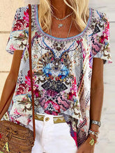 Load image into Gallery viewer, Vintage Bohemian Loose Short Sleeve Floral Top
