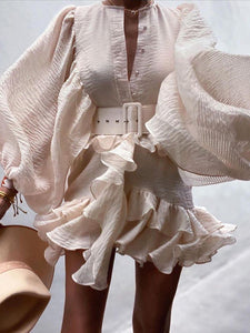 Fashionable Solid Color Bohemian Mini Dress