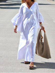 Loose Casual V-Neck Large Cuff Dress