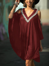 Load image into Gallery viewer, Boho Oversized Fringe Open Shoulder Beach Casual Dress
