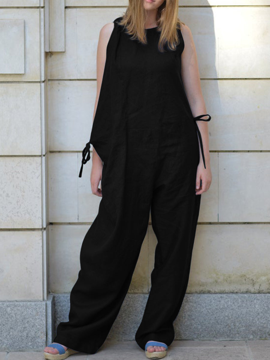 Casual Loose Round Neck Sleeveless Jumpsuit