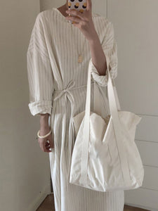 Casual Solid Color Round Neck Loose Dress