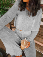 Load image into Gallery viewer, Two Piece Set of Casual Hollow Loose Wide Leg Pants
