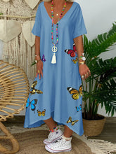 Load image into Gallery viewer, Romantic Pastoral Butterfly Print Dress

