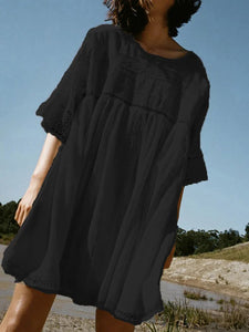 Half Sleeve Solid Round Neck Casual Dress