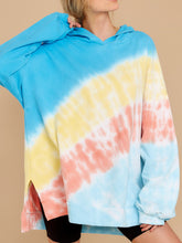 Load image into Gallery viewer, Casual Blue Multi Tie Dye Hoodie
