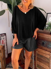 Load image into Gallery viewer, Simple Casual Loose V-Neck Top Shorts Set
