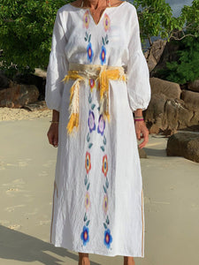 Solid Casual Print Long Sleeve Dress