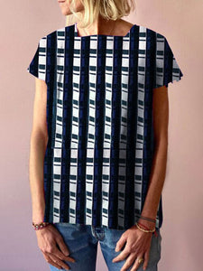 Fashion Casual Check Short-sleeved T-shirt