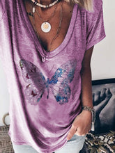 Load image into Gallery viewer, Butterfly Print T-shirt Casual Shirt
