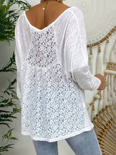 Load image into Gallery viewer, V-neck Lace Loose Long Sleeve T-shirts
