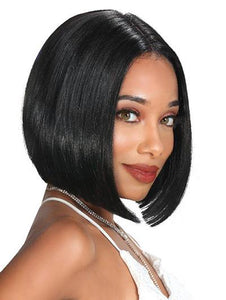 Bob Short Straight Black Synthetic Hair 6-Inch Half Moon Wigs