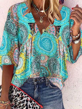 Load image into Gallery viewer, Vintage Bohemian V-Neck Floral Top
