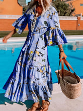 Load image into Gallery viewer, Bohemian Fashion Print Flared Sleeve Dress
