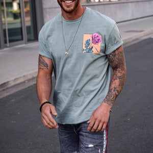 Men'S Fashion Round Neck Printed Short-Sleeved T-Shirt
