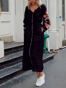 V-neck Floral Print Loose Dress