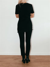 Load image into Gallery viewer, Round Neck Short Sleeve Knitted Loose Suit
