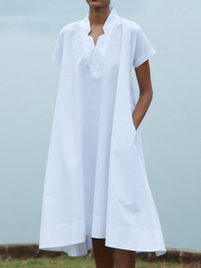 Simple Casual Loose V Neck Dress