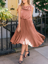 Load image into Gallery viewer, Elegant Sleeveless Round Neck Accordion Midi Dress
