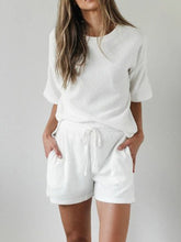 Load image into Gallery viewer, Casual Solid Color Short Sleeve Round Neck Two-piece Suit
