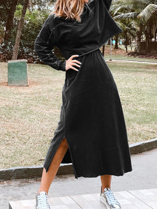 Retro Loose Long-sleeved Blouse Split Skirt Two-piece Suit