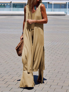Simple Casual Solid Color Loose Wild Three-piece Suit