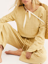 Load image into Gallery viewer, Casual Round Neck Linen Tops Loose Trousers Two Piece Set
