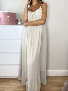Elegant Loose Solid Color Sleeveless Casual Dress