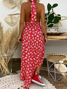Holiday Fashion Halter Print Dress