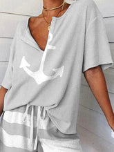 Load image into Gallery viewer, Short Sleeve Print V-neck T-shirts
