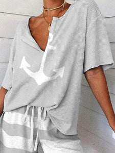 Short Sleeve Print V-neck T-shirts