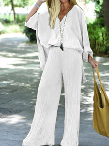 Fashion And Elegant Long Sleeved Shirt Top Pants Suit